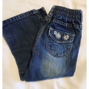 OshKosh Infant Girls Jeans Drk Wash Embroidered Floral Flare Denim SZ 24 Months